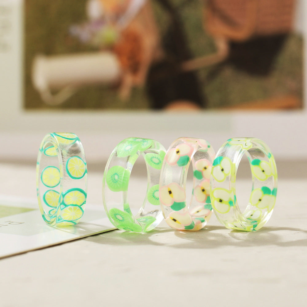 Damenring aus hochwertigem Acryl mit stilvollem Citrus-Design Shop Nory