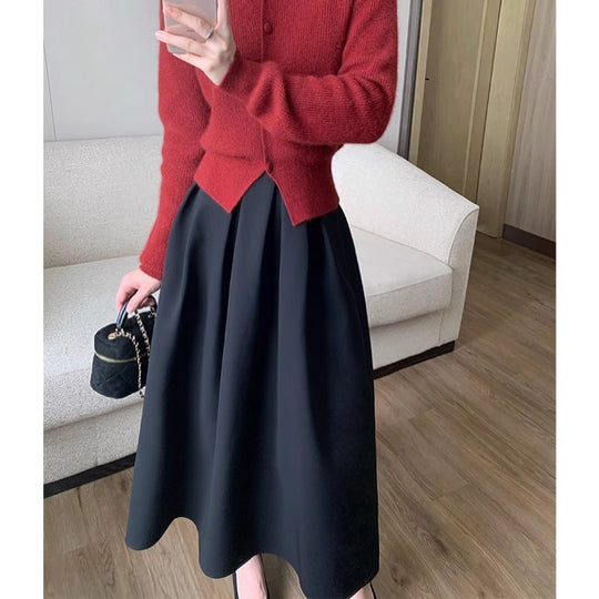 Damen Eleganter Maxirock mit Falten Shop Nory