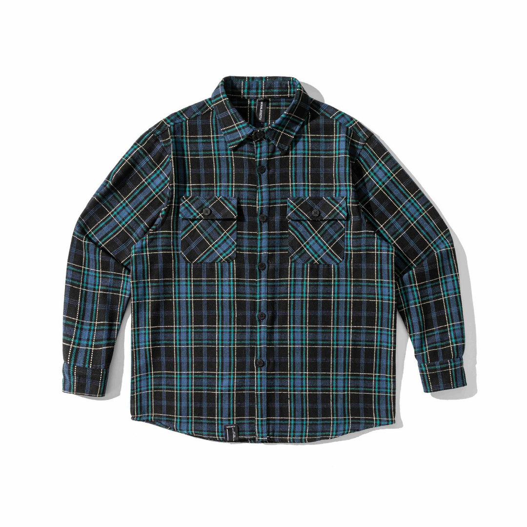 Herren Karriertes Flanell‑Overshirt mit gerundetem Saum und aufgesetzten Brusttaschen Shop Nory