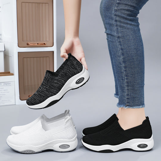 Damen nan nahtloser Strick-Slipper mit erhöhtem Plateau-Luftdämpfer und ergonomischer Fersenstütze Shop Nory
