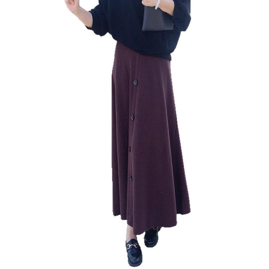 Damen Langer Faltenrock mit Knopfdetails Shop Nory