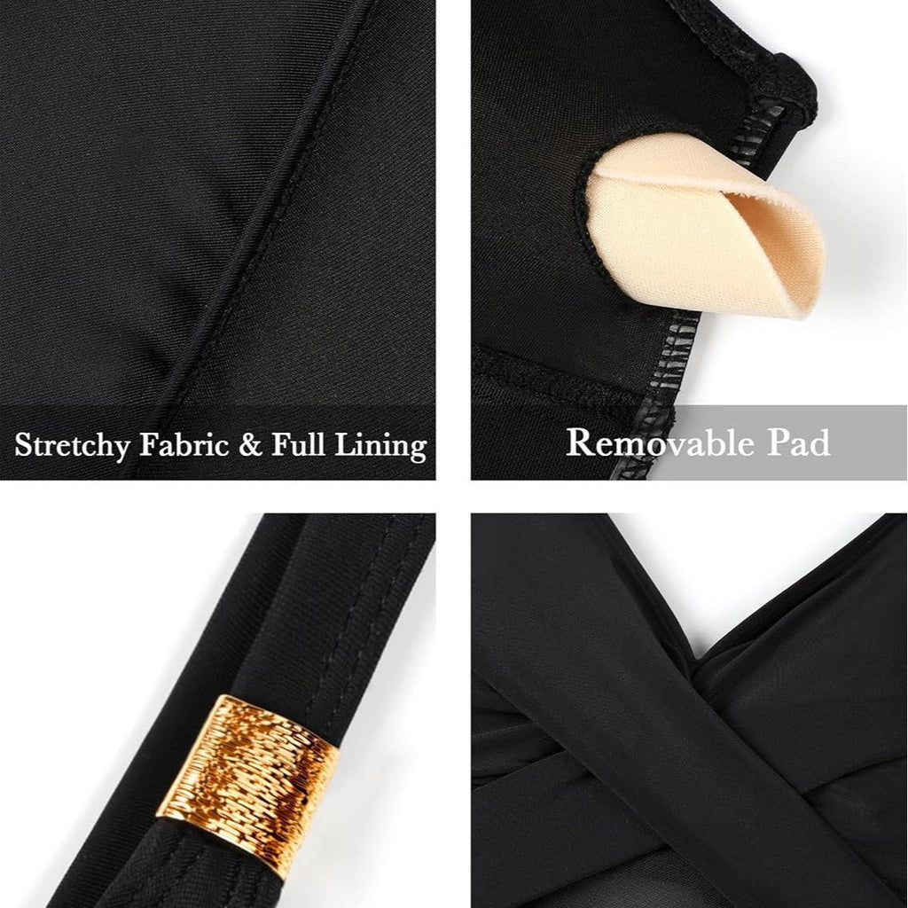 Damen Einteiler Badeanzug mit raffiniertem Mesh-Einsatz und elegantem Wickeldetail Shopnory