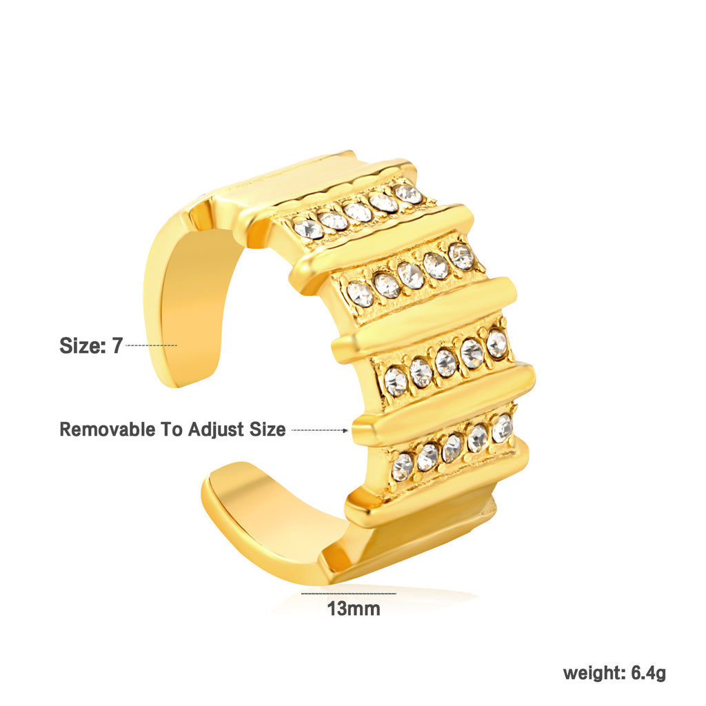 Damen Offener Ring mit kreativem Gitterdesign und funkelnden Zirkonia-Elementen Shop Nory