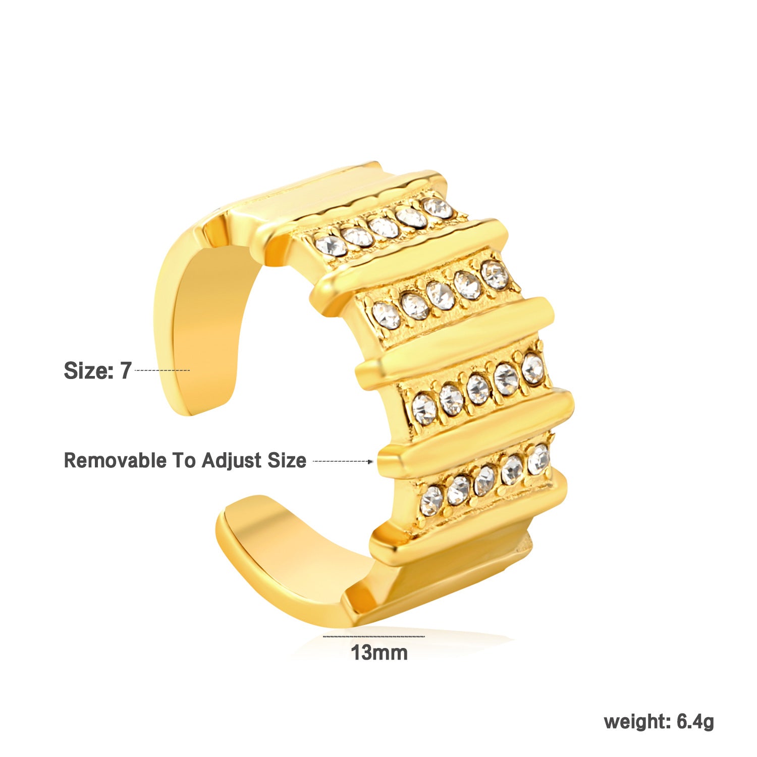 Damen Offener Ring mit kreativem Gitterdesign und funkelnden Zirkonia-Elementen Shop Nory