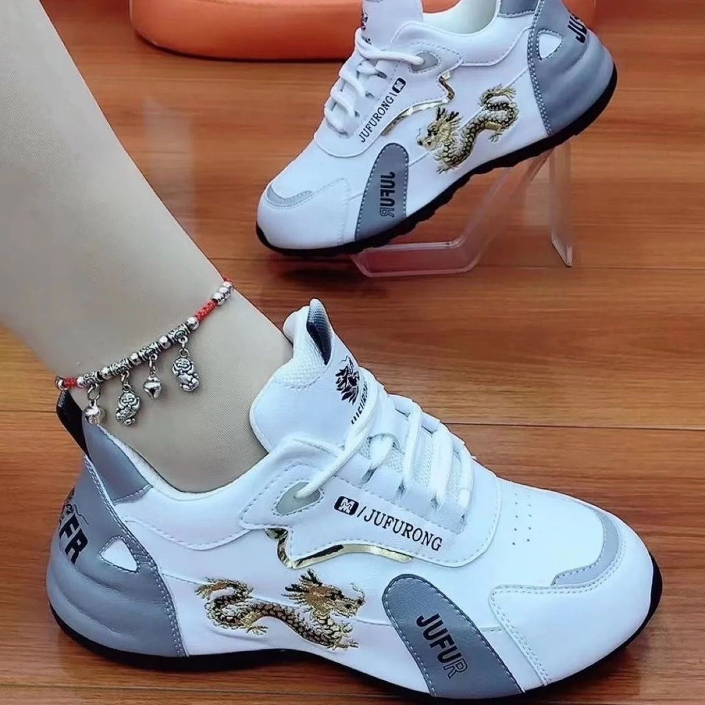 Damen Sportliche Sneakers mit trendigem Drachenmuster