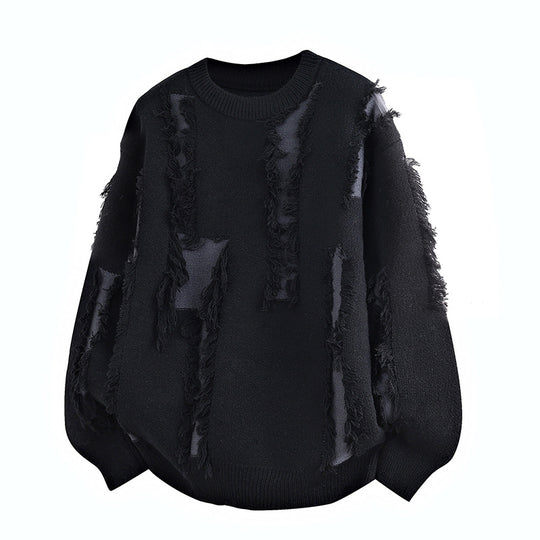 Herren Oversize Strickpullover mit Fransenapplikationen und Balloonärmeln Shop Nory