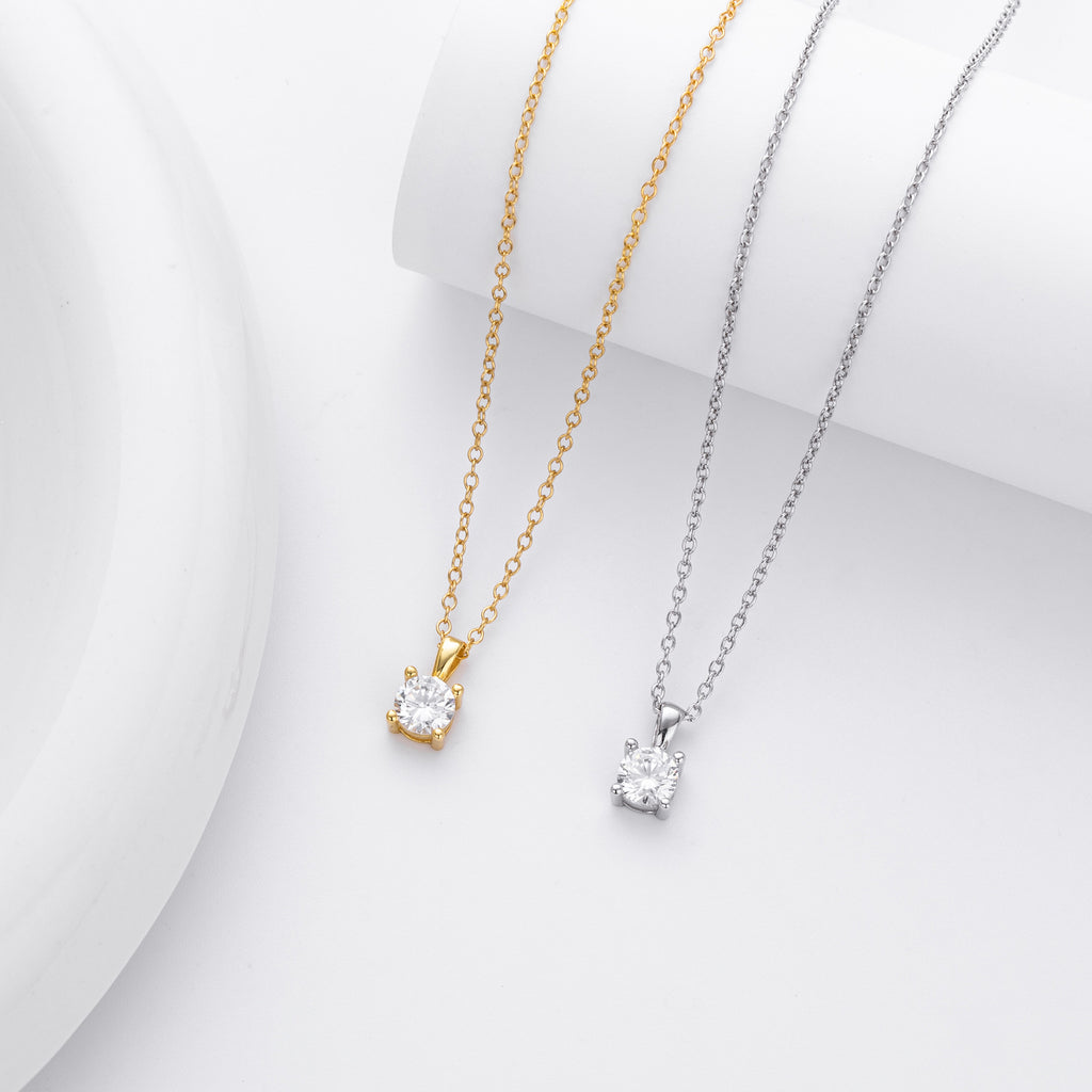 Damen Halskette mit funkelndem Zirkonanhänger aus hochwertigem 925 Sterling Silber Shop Nory