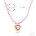 Damen Halskette mit herzförmigem Anhänger aus hochwertigen, rosa Kristallen Shop Nory