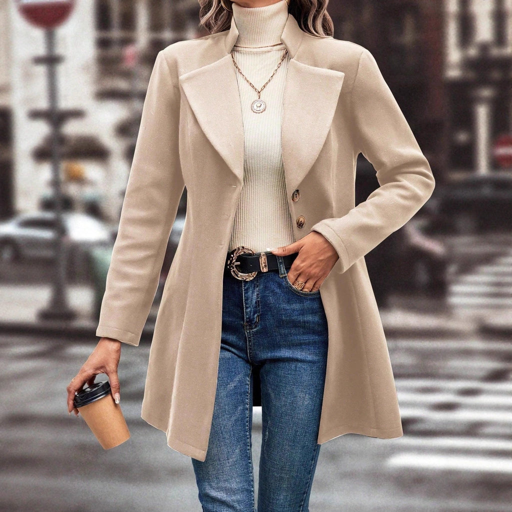 Damen eleganter Langblazer mit modernem Kragen und tailliertem Schnitt