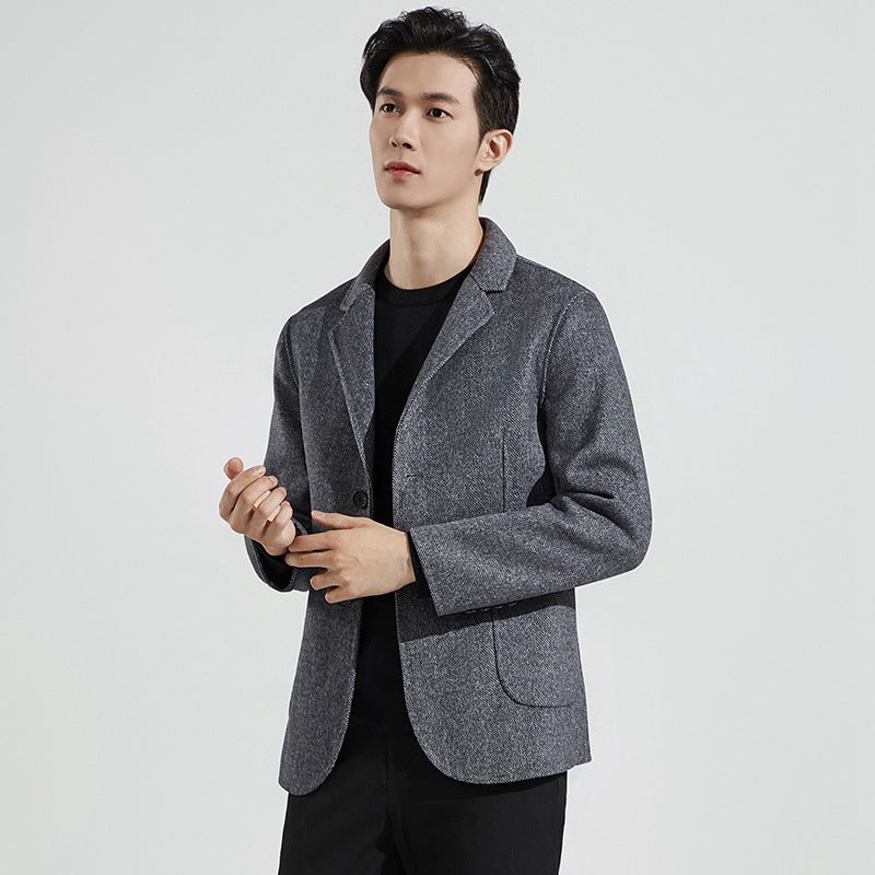 Herren Taillierter Fischgrätmuster Blazer Shop Nory