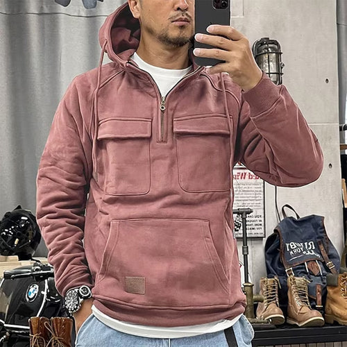 Herren nan Utility Kapuzenpullover mit aufgesetzten Brusttaschen und halbem Reißverschluss Shop Nory