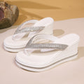 Damen Glitzernde Wedge-Zehentrenner-Sandalen