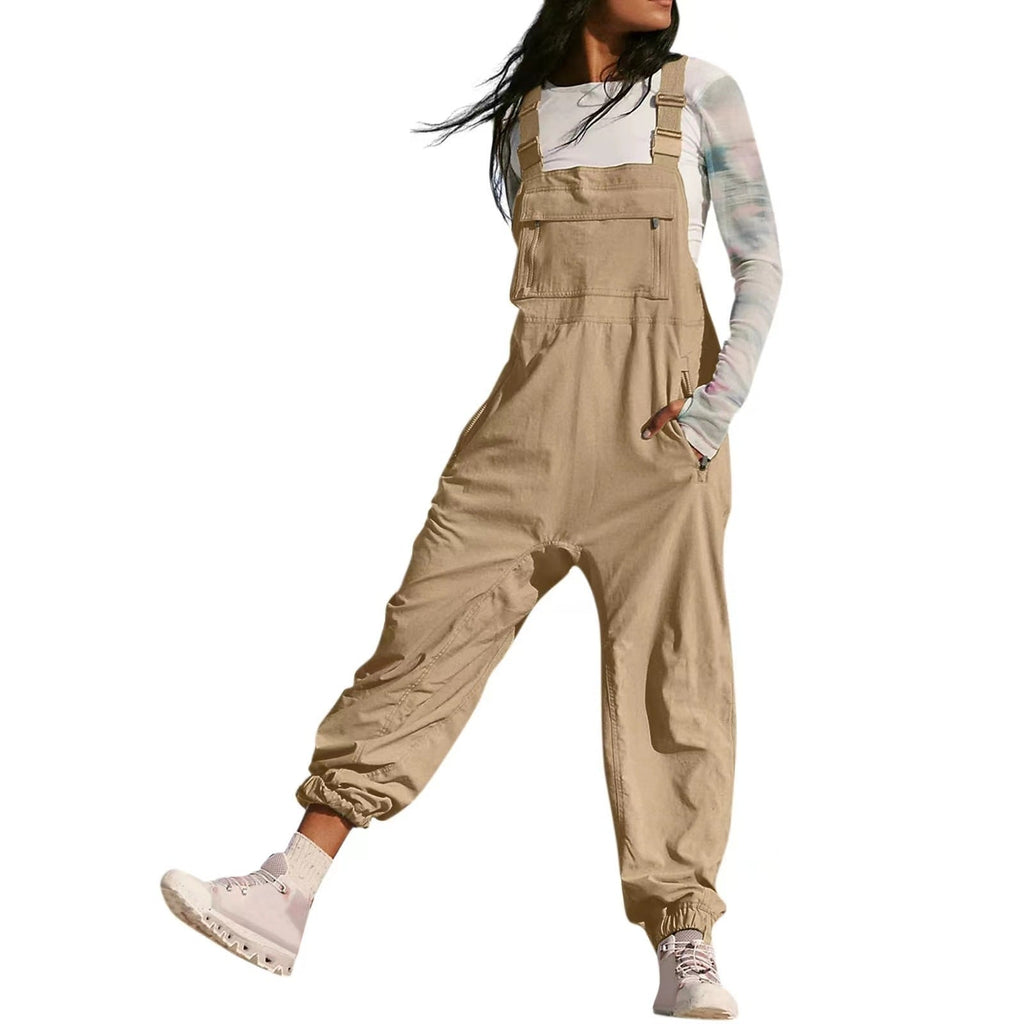 Damen Lässiger Jumpsuit mit praktischen Taschen und elastischem Saum Shopnory