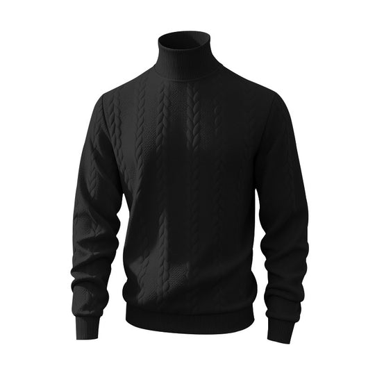 Herren Grobstrick-Rollkragenpullover mit Zopfmuster und gerippten Bündchen Shop Nory