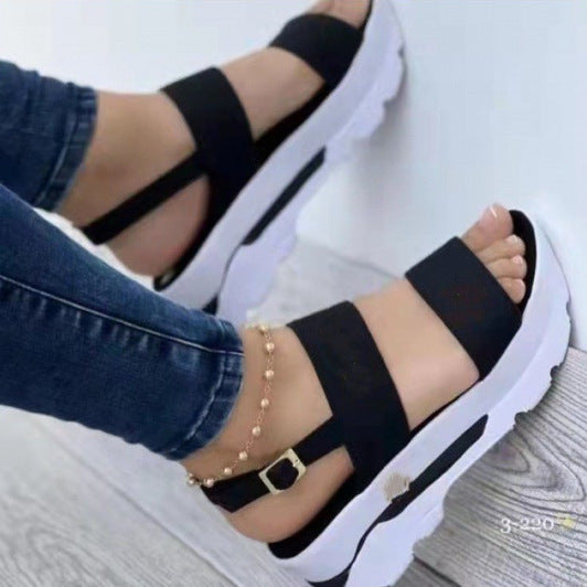 Damen Plateau‑Sandalen mit dicker Profilsohle, zwei breiten Riemen und verstellbarem Fersenriemen Shop Nory