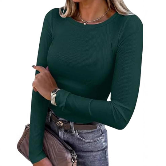 Damen Schmalgeschnittenes Ripp-Longsleeve mit Rundhalsausschnitt und Stretch-Baumwollmix Shop Nory