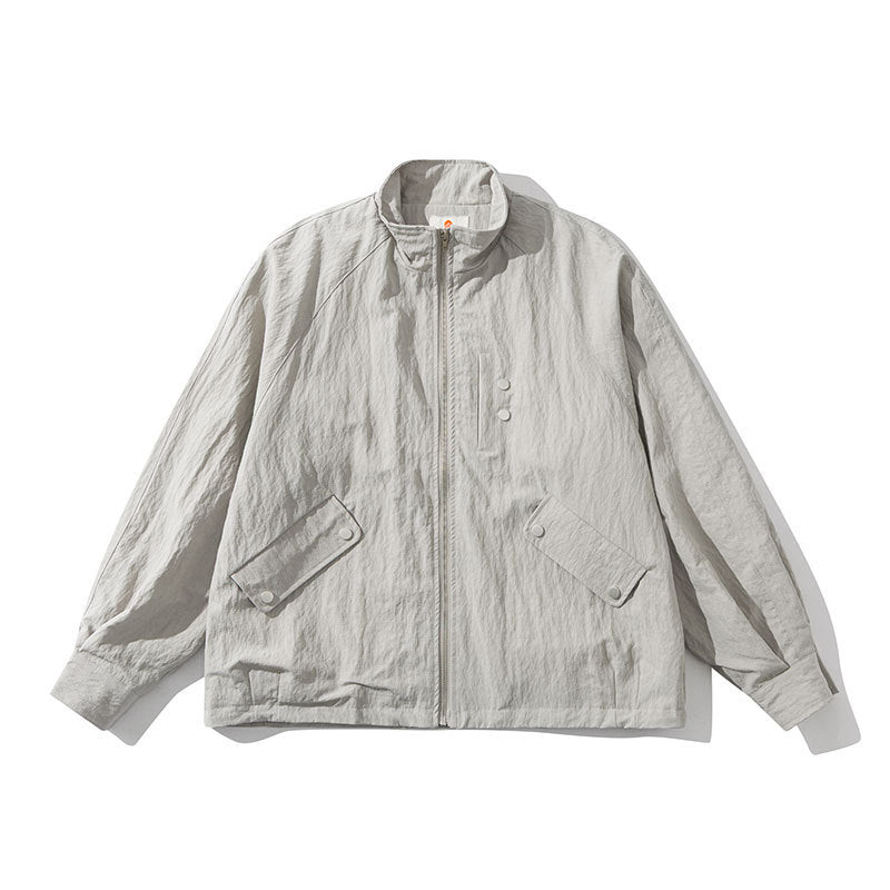 Herren Leichte Windjacke mit Stehkragen, Raglanärmeln und Druckknopf-Taschen Shop Nory