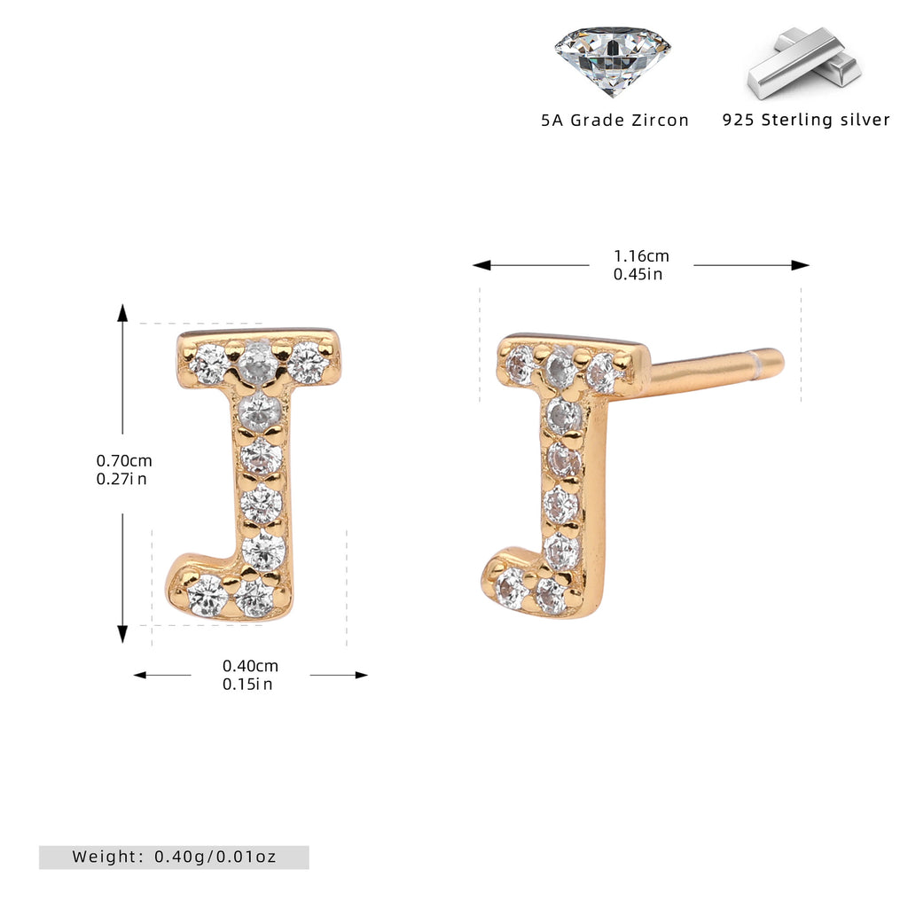Damen Ohrstecker aus 925 Sterling Silber mit luxuriösem Zirkonbuchstaben R Shop Nory