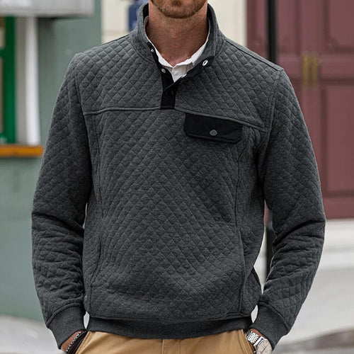 Herren Stepp-Sweatshirt mit Stehkragen, Halbreißverschluss und Brusttasche Shop Nory
