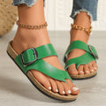 Damen Verstellbare Schnalle Zehentrenner Sandalen mit Korkfußbett