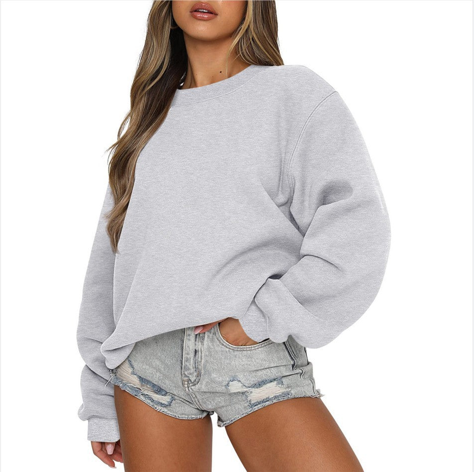 Damen nan oversized Rundhals-Sweatshirt aus Baumwollmix mit überschnittener Schulter, angerauter Innenseite und elastischen Bündchen Shop Nory