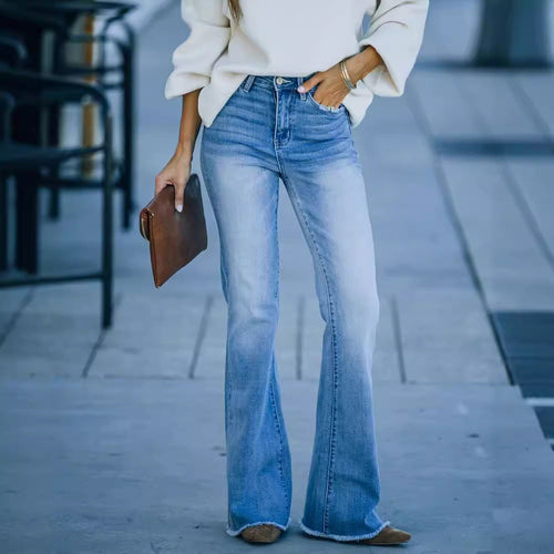 Damen Flared Jeans mit hohem Bund und elegantem Schnitt
