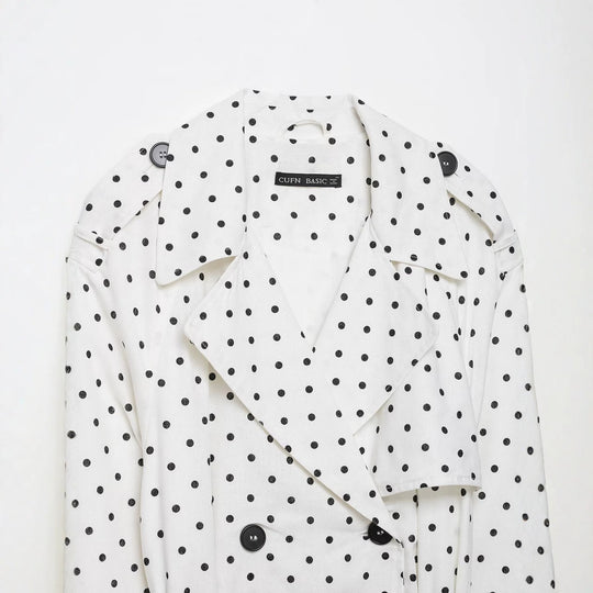 Damen Gepunktete Cropped Trenchjacke mit Bindegürtel Shop Nory
