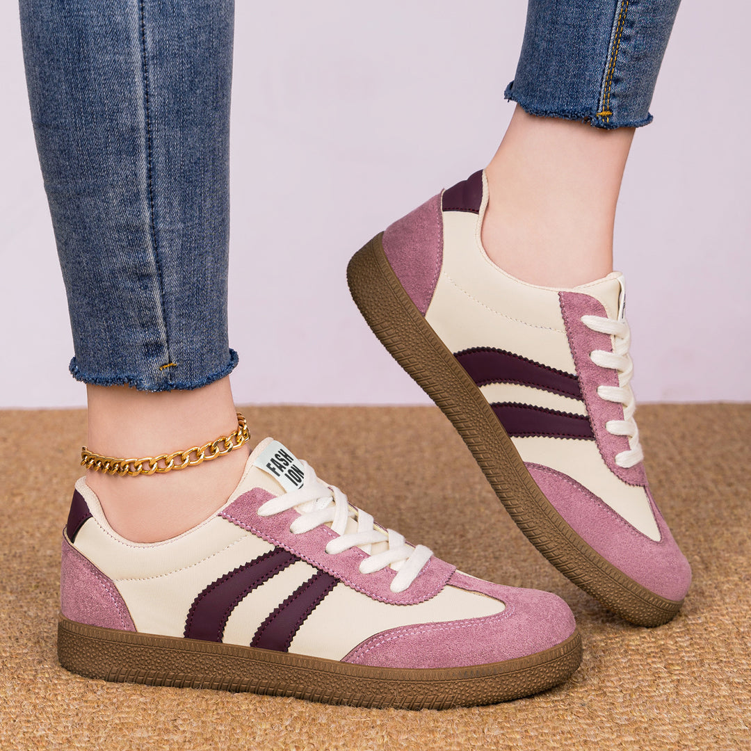 Herren nan retro Sneaker mit Velours- und Textilobermaterial, klassischer Drei-Streifen-Optik und profilierter Gumminsohle Shop Nory