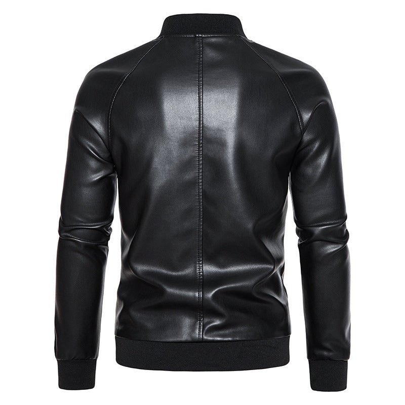 Herren Kunstleder-Bomberjacke im Slim-Fit mit Rippbündchen und verdecktem Reißverschlussleiste Shop Nory