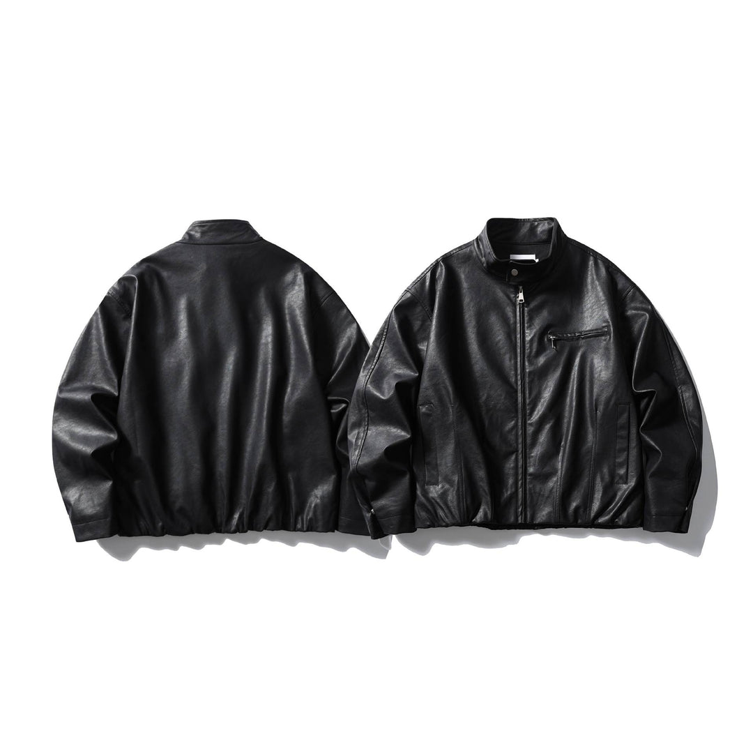 Herren Lederblouson im Pilotenstil mit hohem Stehkragen und Reißverschluss-Brusttasche Shop Nory
