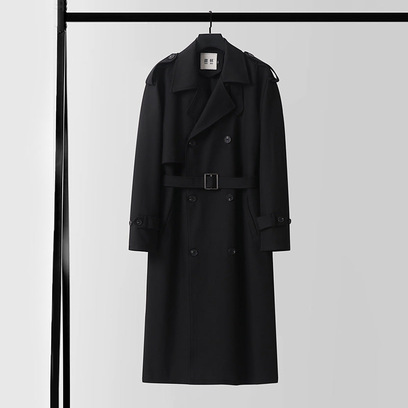 Herren Doppelreihiger Trenchcoat mit abnehmbarem Taillengürtel und Schulterklappen Shop Nory