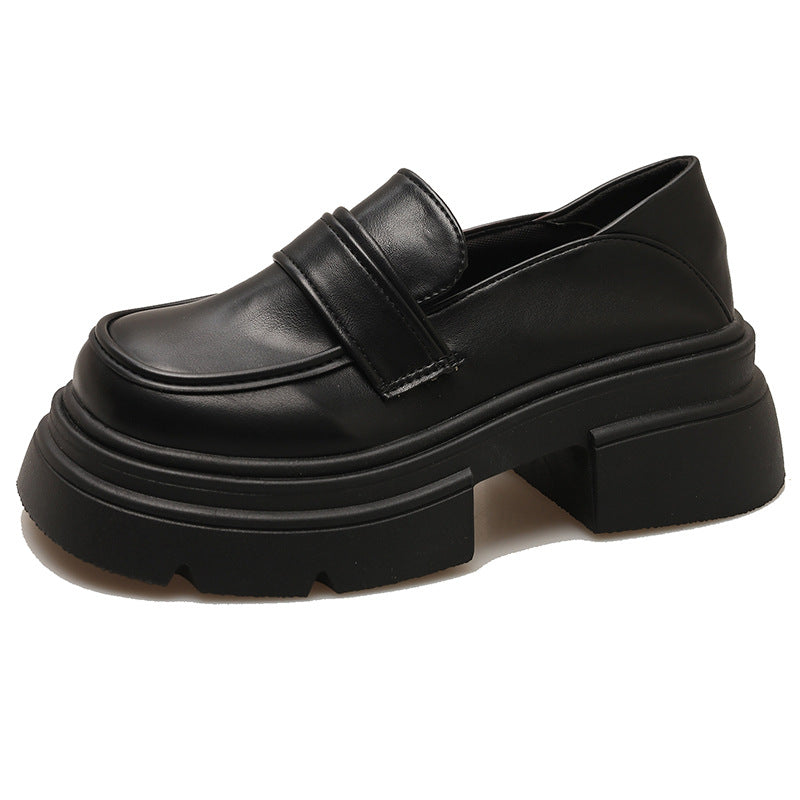 Damen Plateau-Lederschuhe mit modischem Detail und robuster Sohle