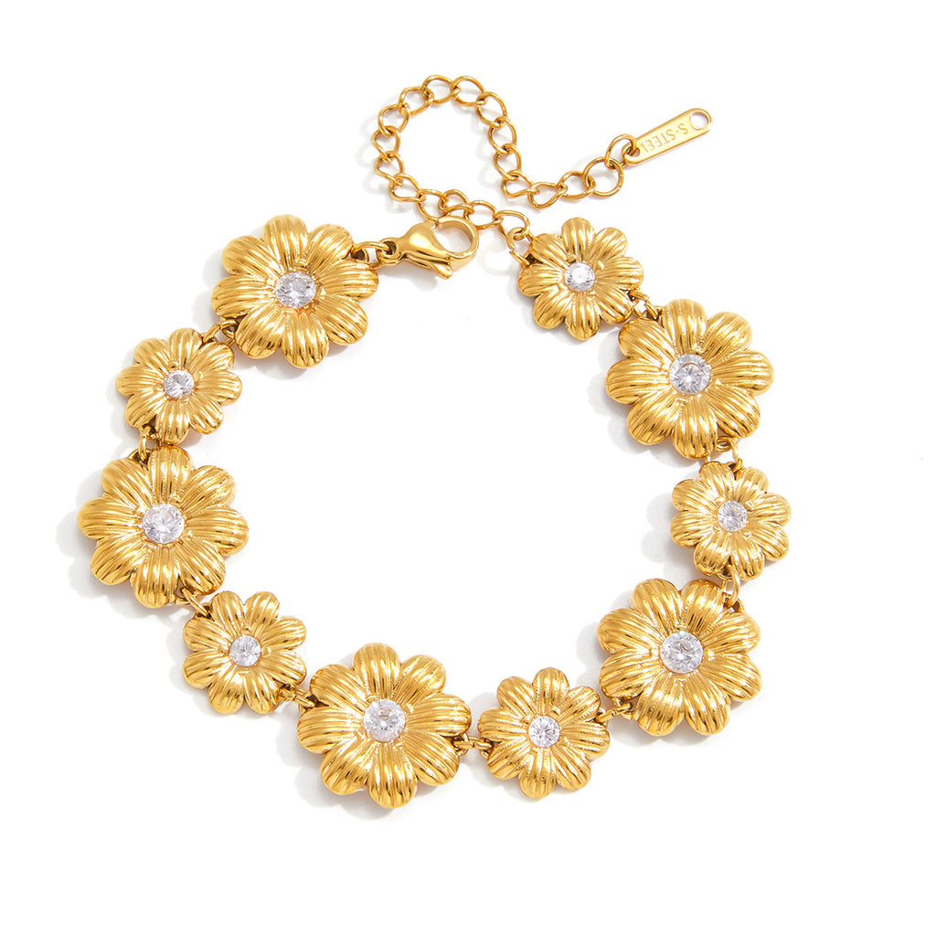 Damen Halskette mit floralem Design und funkelnden Zirkonia Shop Nory