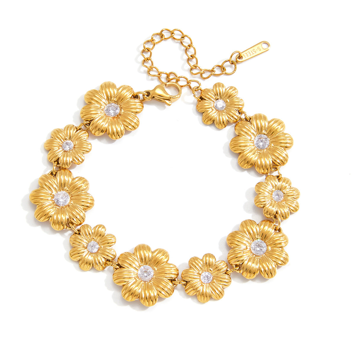 Damen Halskette mit floralem Design und funkelnden Zirkonia Shop Nory