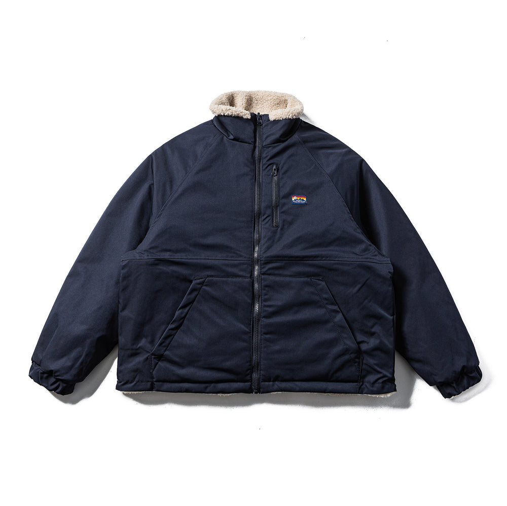 Unisex Teddy-Fleece Jacke mit Nylon-Paneelen, Stehkragen und Tunnelzug Shop Nory