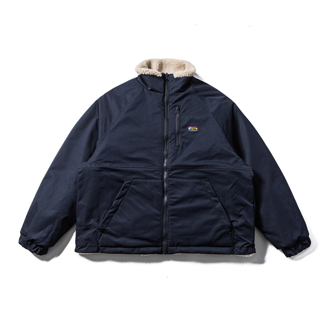 Unisex Teddy-Fleece Jacke mit Nylon-Paneelen, Stehkragen und Tunnelzug Shop Nory
