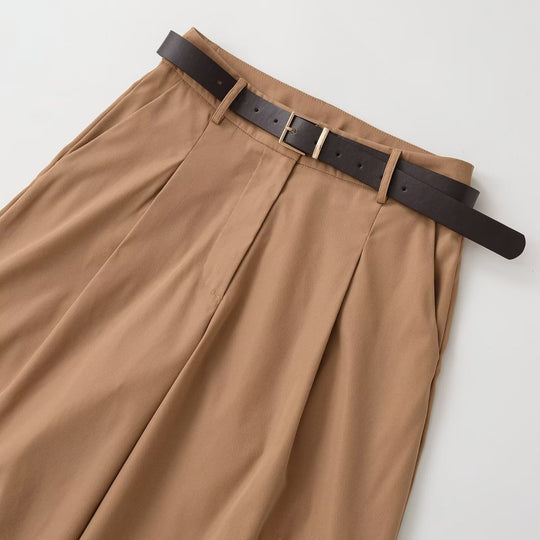 Damen Culotte-inspirierte High-Waist Palazzo-Hose mit Bügelfalte und Taillengürtel Shop Nory