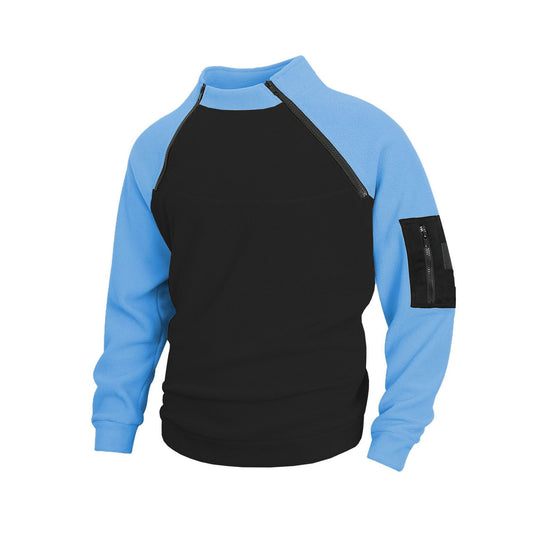 Herren technischer Fleece-Halbzip-Pullover mit asymmetrischen Schulterreißverschlüssen und Reißverschluss-Ärmeltasche Shop Nory