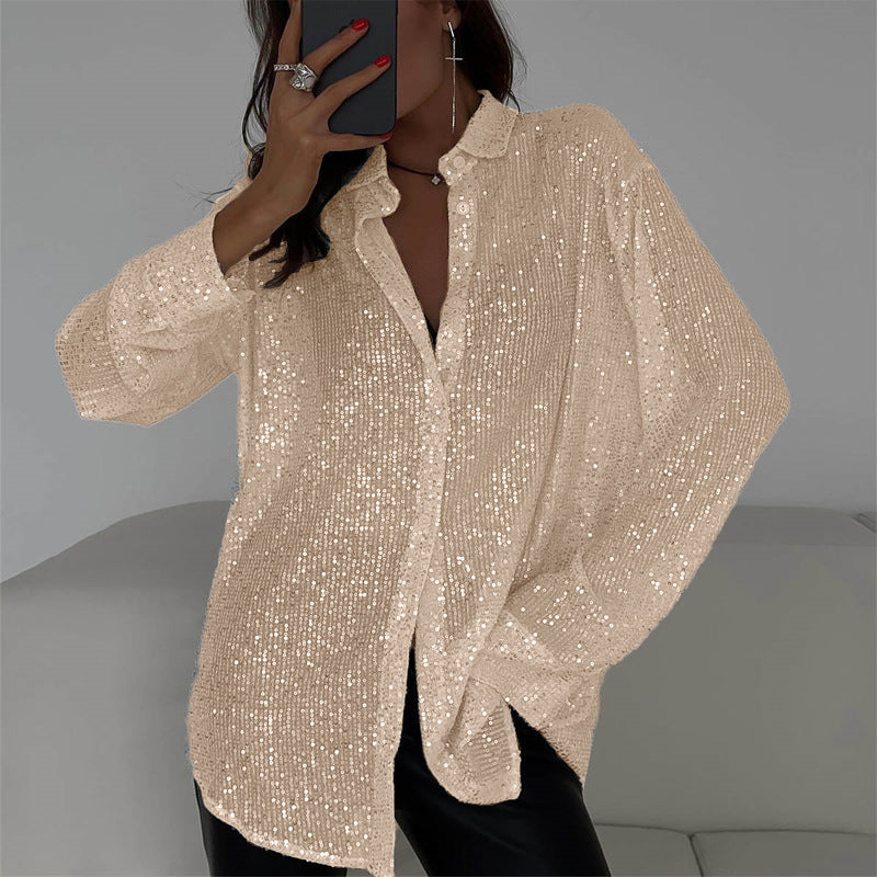 Damen Glitzernde Übergröße Bluse ShopNory