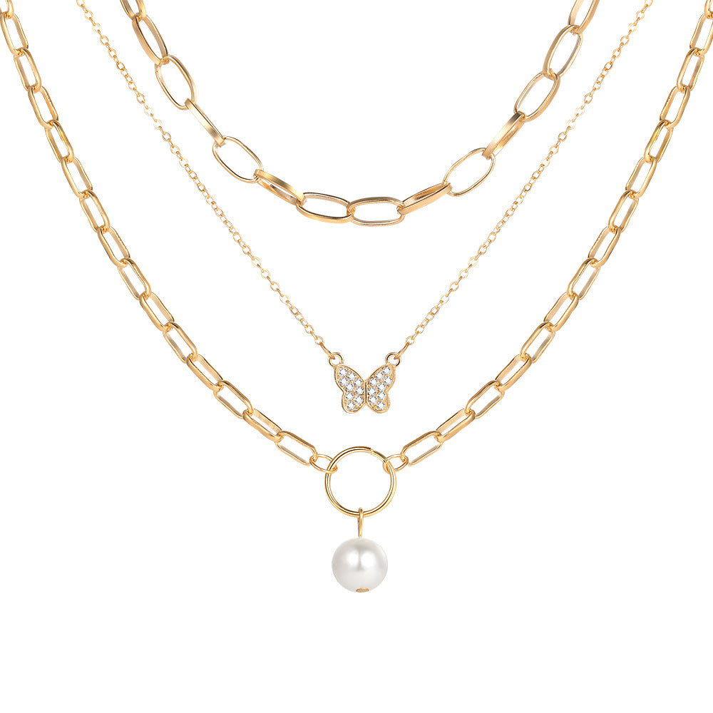 Damen Halskette mit mehrlagigen Designs und filigranen Anhängern Shop Nory