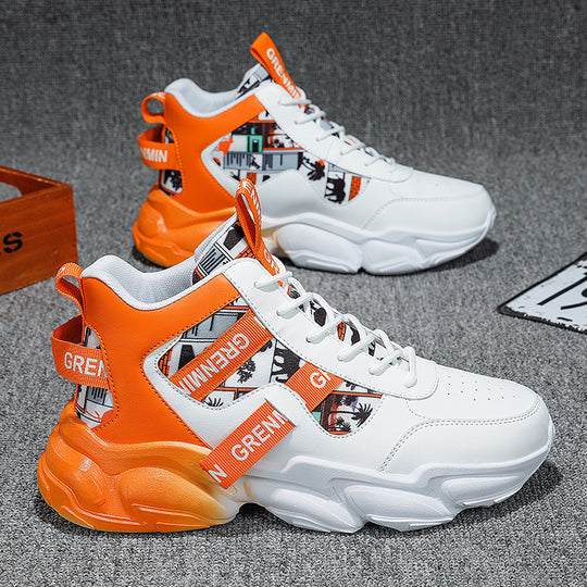 Herren futuristische High-Top Plateausneaker mit gemustertem Textil-Mix, gepolstertem Knöchelkragen und skulpturierter EVA-Sohle Shop Nory