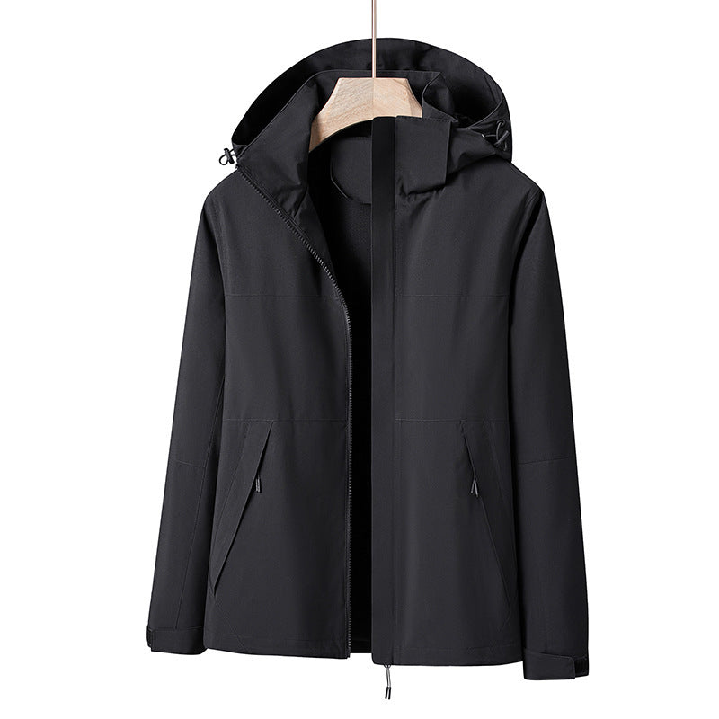 Herren Leichte winddichte Softshell-Regenjacke mit Kapuze und Kontrastbesatz Shop Nory