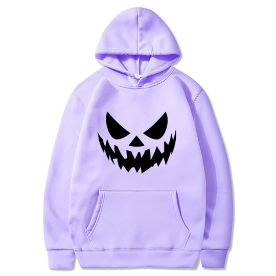 Unisex Kapuzenpullover mit gruseligem Kürbisgesicht-Print und Oversize Kängurutasche Shop Nory