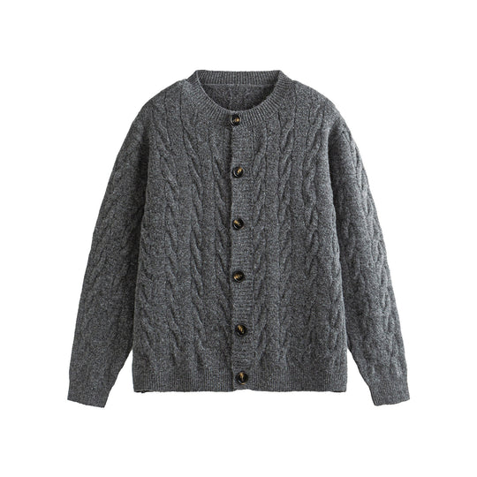 Damen Grobgestrickte Cardiganjacke mit Zopfstrick und Knopfleiste Shop Nory