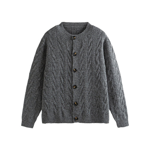 Damen Grobgestrickte Cardiganjacke mit Zopfstrick und Knopfleiste Shop Nory