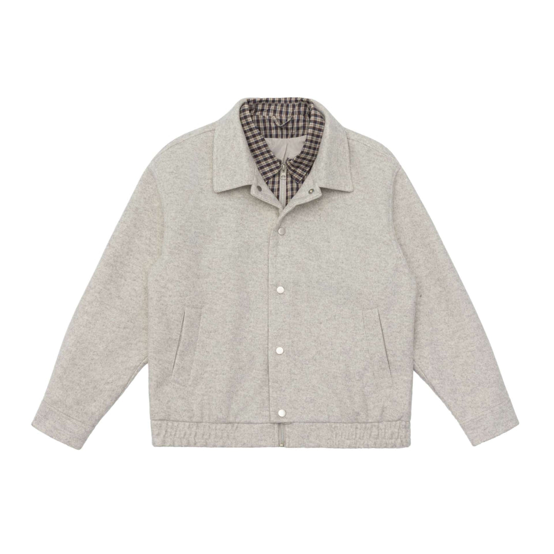 Herren Kurzblouson aus Wollmix mit kariert gefütterter Innenweste und Druckknopfblende Shop Nory