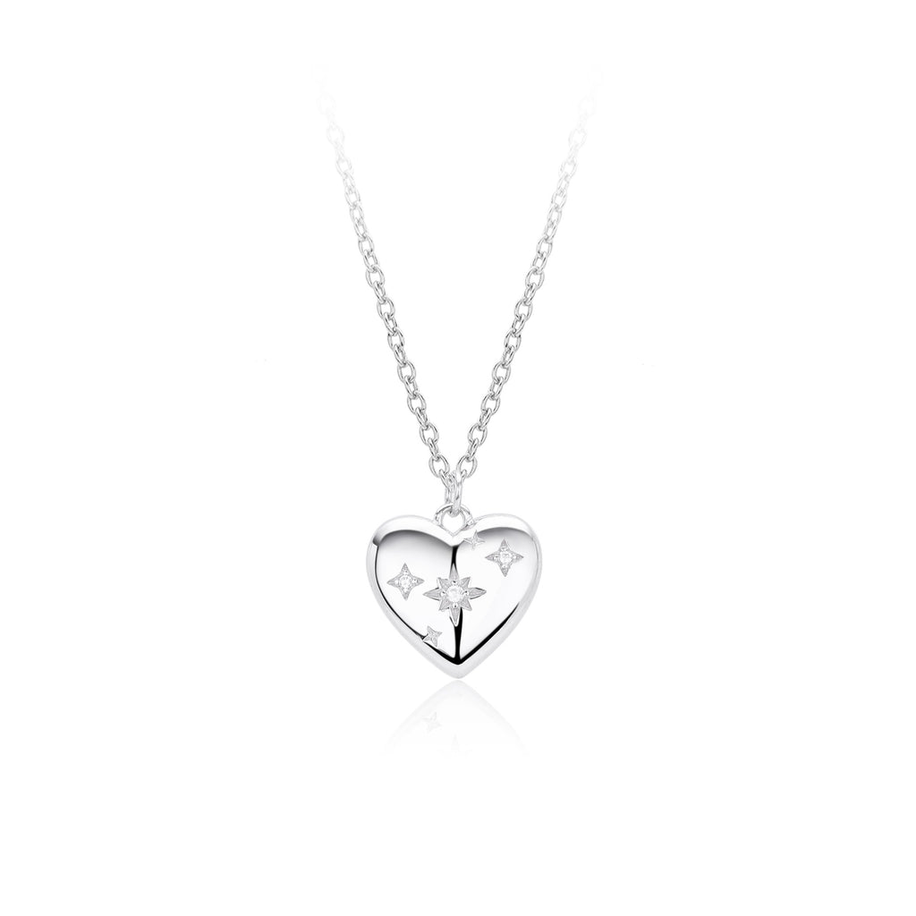 Damen Halskette mit herzförmigem Anhänger aus hochwertigem 925 Sterling Silber und funkelnden Zirkonen Shop Nory