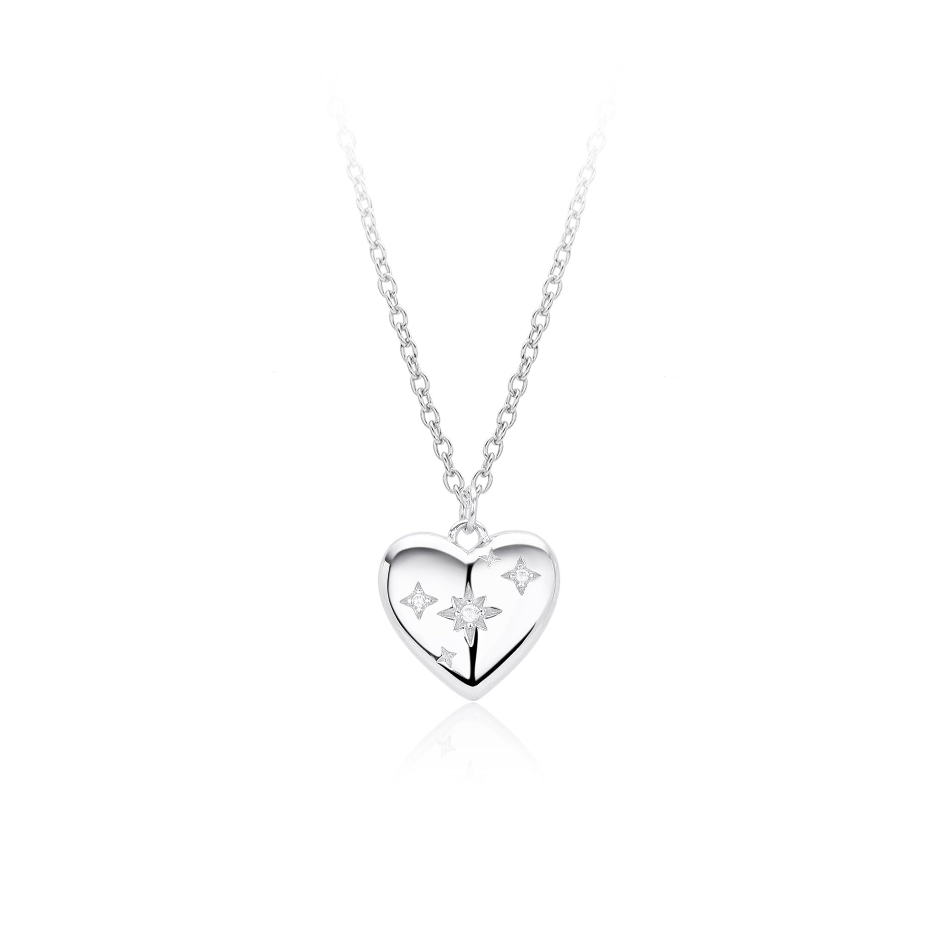 Damen Halskette mit herzförmigem Anhänger aus hochwertigem 925 Sterling Silber und funkelnden Zirkonen Shop Nory