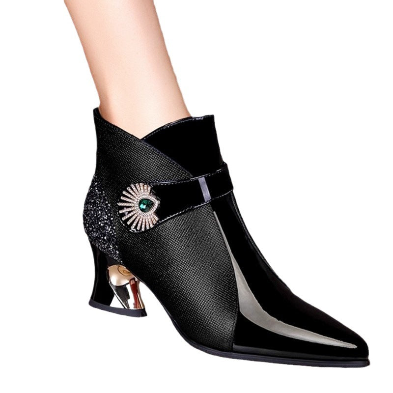 Damen modische Stiefeletten mit funkelndem Akzent