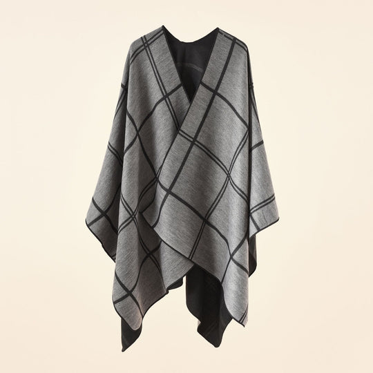 Damen Strickponcho im Paisley-Jacquard mit offener Vorderseite Shop Nory